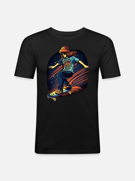 Retro women's skateboard - Men's Slim Fit T-Shirt - black