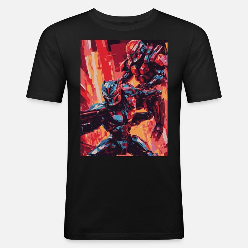 robot 05 - Männer Slim Fit T-Shirt - Schwarz