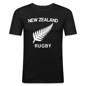 Rugby néo-zélandais - T-shirt près du corps Homme - noir - Devant - Nik (191cm)