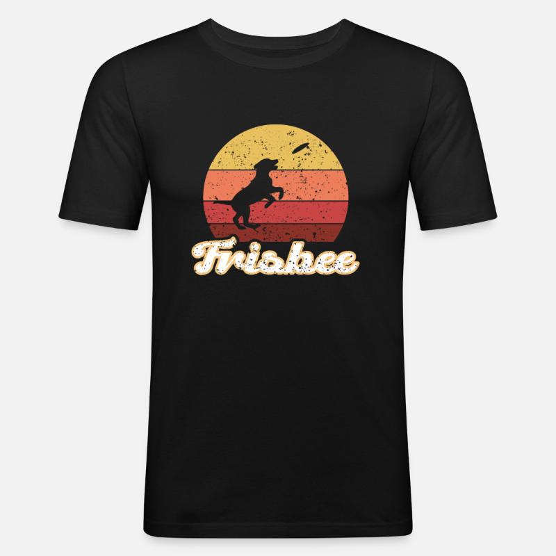 Frisbee Discgolf Hund Geschenkidee - Männer Slim Fit T-Shirt - Schwarz