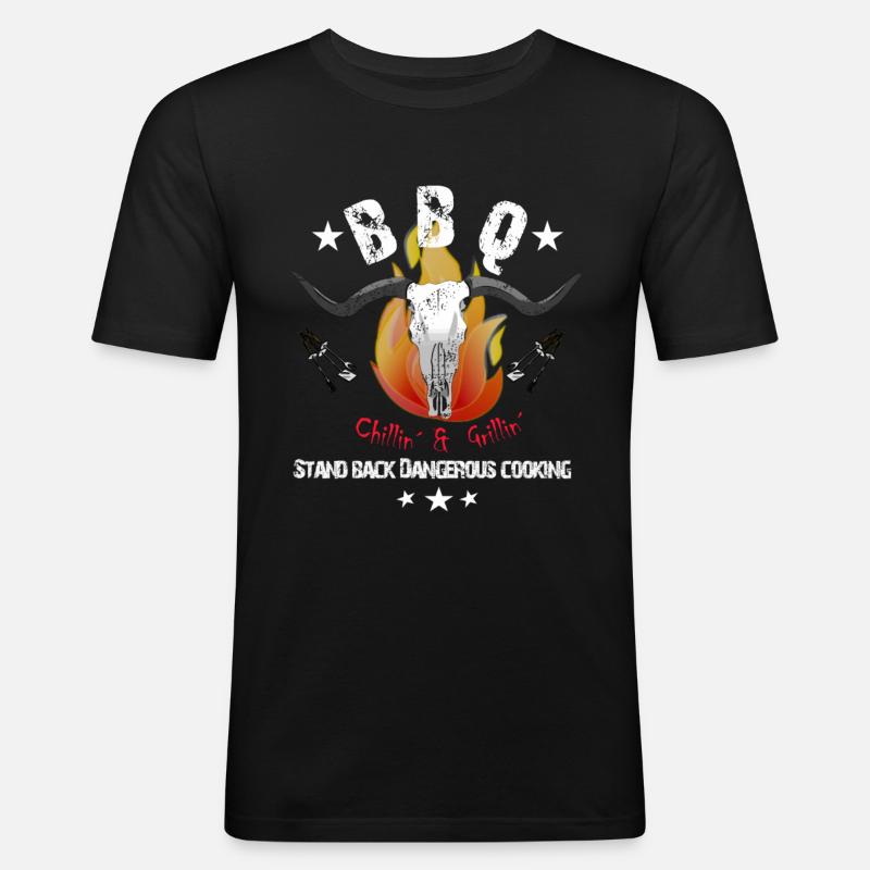 Cuisson dangereuse au barbecue - T-shirt près du corps Homme - noir