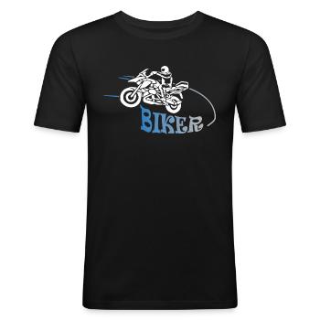 Biker Motorrad Motorsport Geschenk - Männer Slim Fit T-Shirt - Schwarz - Vorne - Nik (191cm)