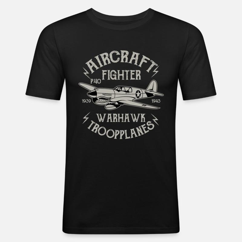Warhawk Fighter - Männer Slim Fit T-Shirt - Schwarz