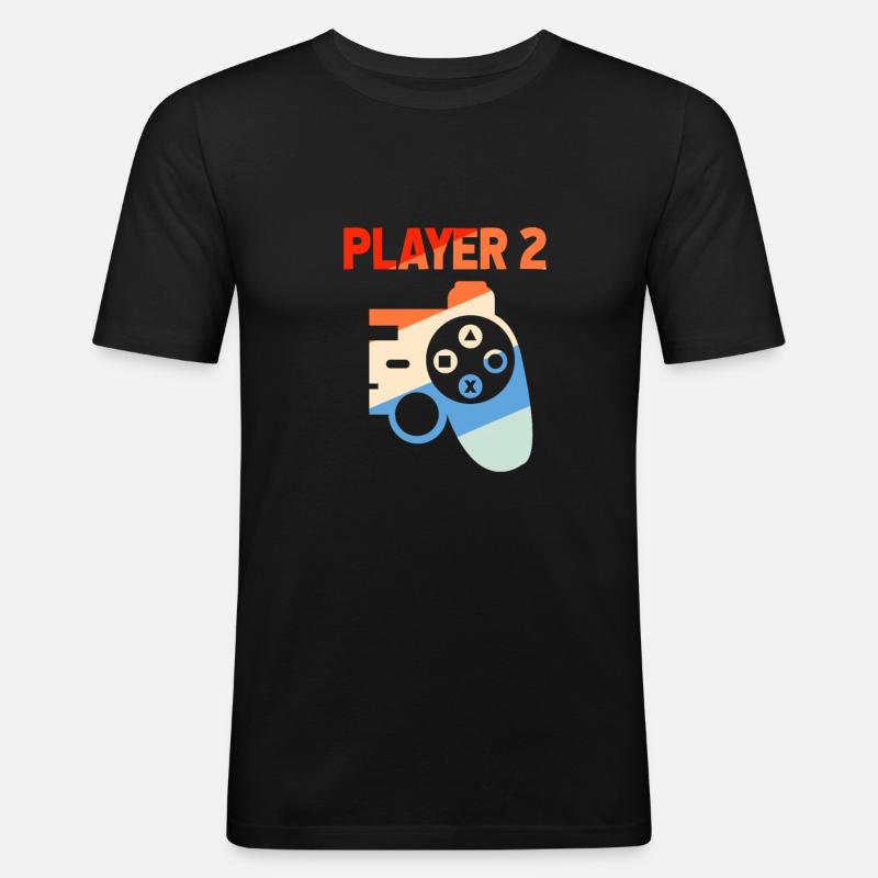 Player 2 - Männer Slim Fit T-Shirt - Schwarz