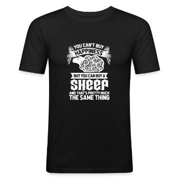 Mouton mouton mouton mouton agneau agneau cadeau - T-shirt près du corps Homme - noir - Devant - Nik (191cm)