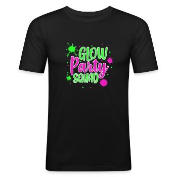 Équipe de fête lueur - T-shirt près du corps Homme - noir - Devant - Nik (191cm)