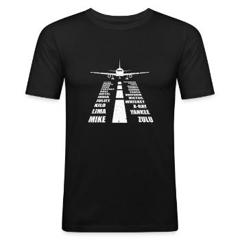 Pilot Alphabet Flight Airplane Fly Gift - Men's Slim Fit T-Shirt - black - Front - Nik (191cm)