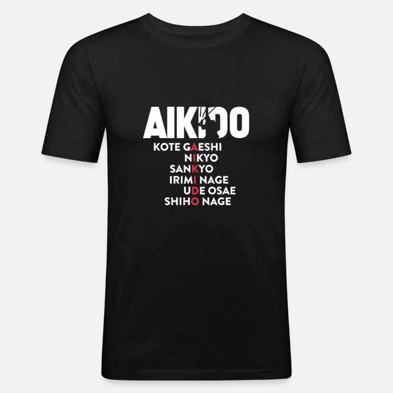 Aikido - Männer Slim Fit T-Shirt - Schwarz