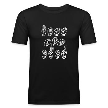 Sign language - Men's Slim Fit T-Shirt - black - Front - Nik (191cm)