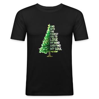 Wald - Männer Slim Fit T-Shirt - Schwarz - Vorne - Nik (191cm)