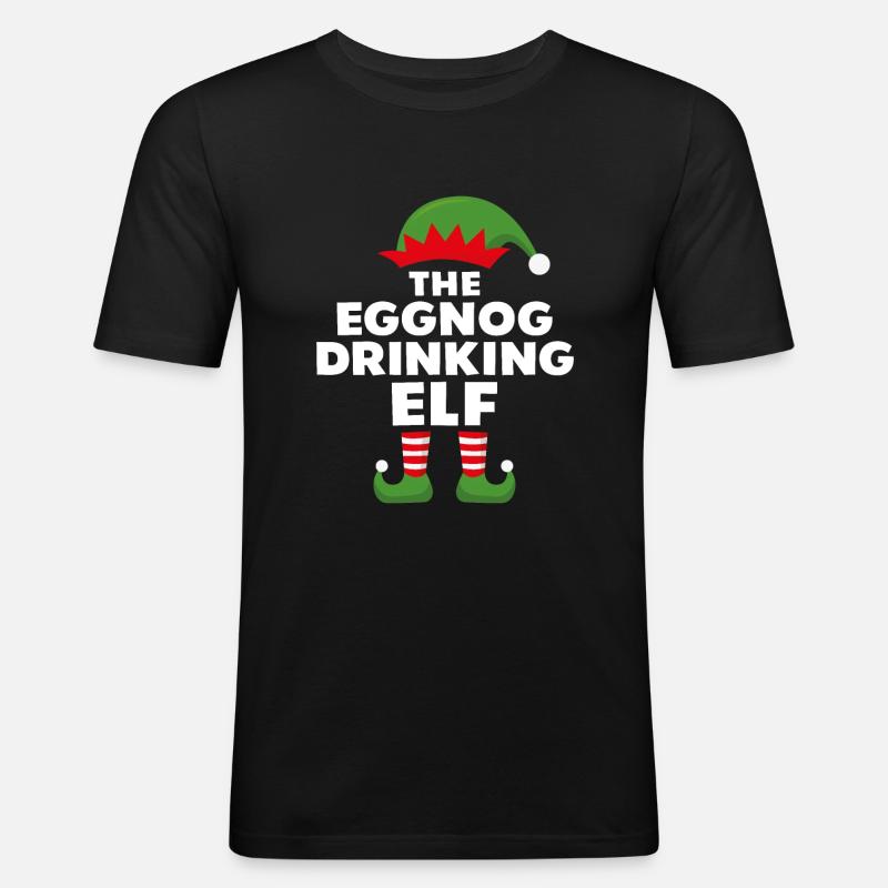 Der Eierlikör trinkende Elf - Männer Slim Fit T-Shirt - Schwarz