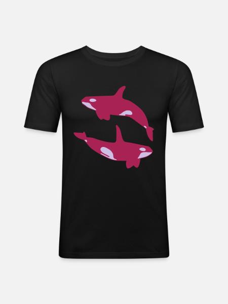 2 Schwertwale - Men's Slim Fit T-Shirt - black