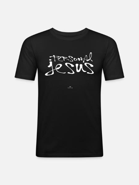Personal Jesus (white) - Männer Slim Fit T-Shirt - Schwarz