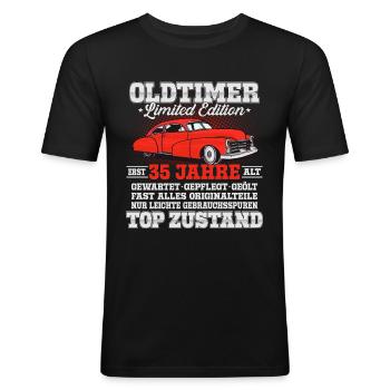 Oldtimer Baujahr 35 Jahre 35 Geburtstag Geschenk - Männer Slim Fit T-Shirt - Schwarz - Vorne - Nik (191cm)