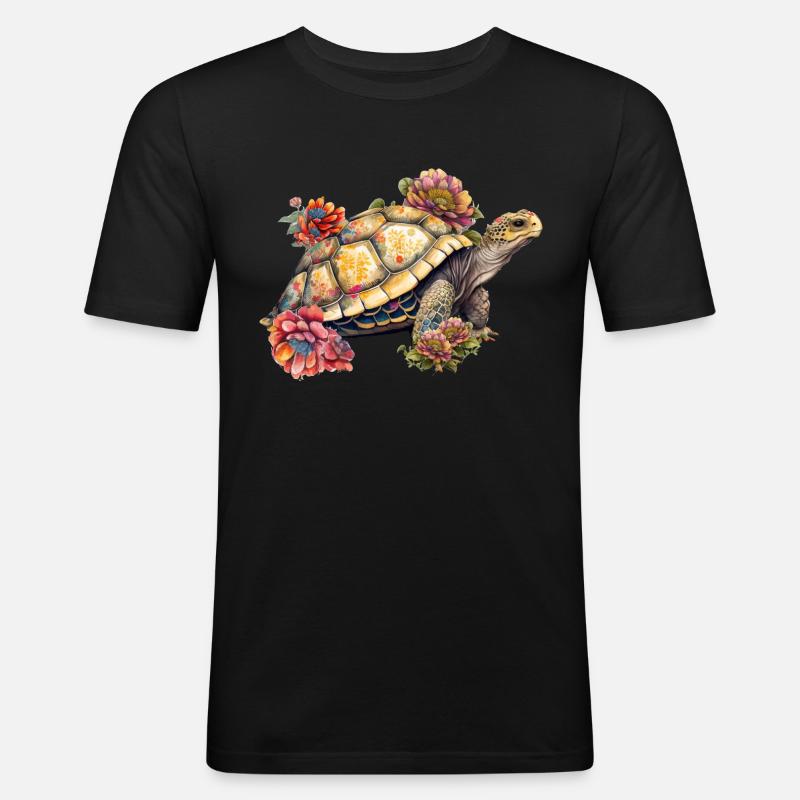 Hübsche Schildkröte - Männer Slim Fit T-Shirt - Schwarz