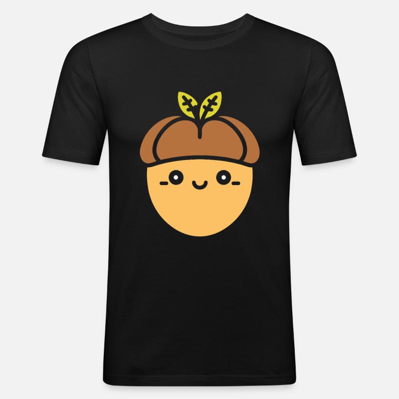Eiche - Männer Slim Fit T-Shirt - Schwarz