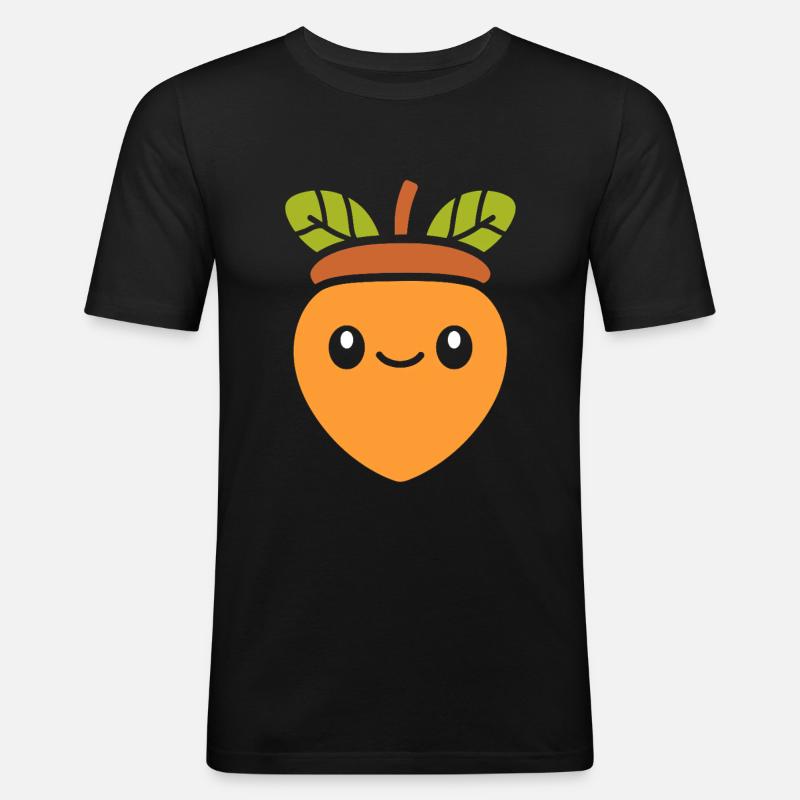 Eiche - Männer Slim Fit T-Shirt - Schwarz