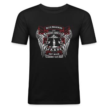 Sternzeichen Waage - Männer Slim Fit T-Shirt - Schwarz - Vorne - Nik (191cm)