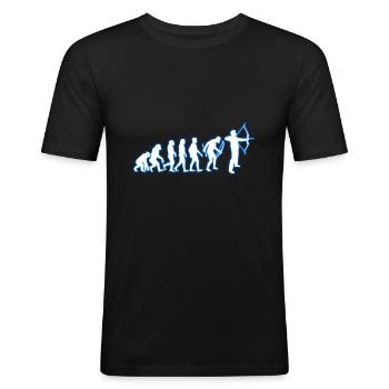 Evolution Bogenschießen - Männer Slim Fit T-Shirt - Schwarz - Vorne - Nik (191cm)