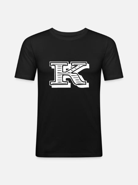 lettre K - T-shirt près du corps Homme - noir