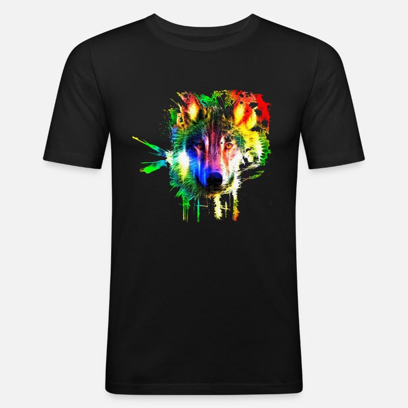 Wolf Splash Moderne - T-shirt près du corps Homme - noir