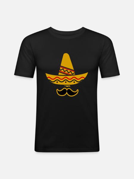 Mexico Mexican with hat - Men's Slim Fit T-Shirt - black