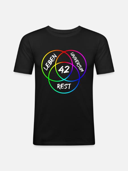 Antwort 42 - Männer Slim Fit T-Shirt - Schwarz