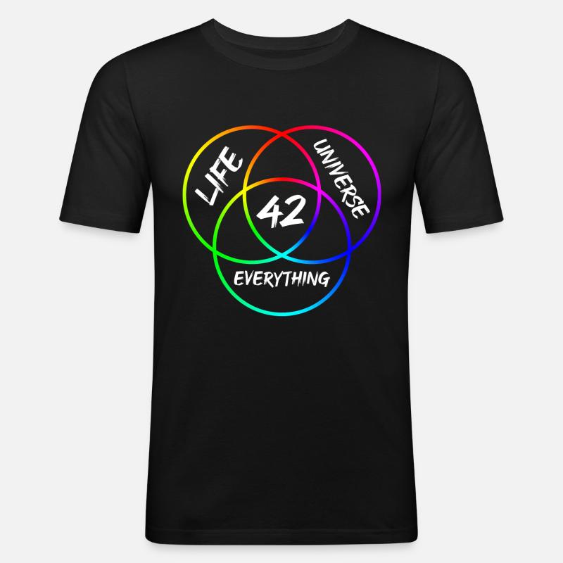 Antwort 42 - Männer Slim Fit T-Shirt - Schwarz