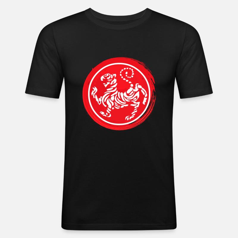 Karate Shotokan Tiger Logo - Männer Slim Fit T-Shirt - Schwarz