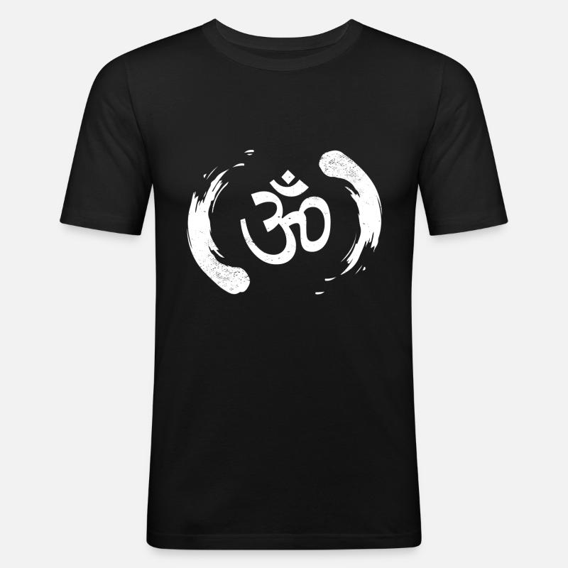 Meditation Om Aum Symbol - Männer Slim Fit T-Shirt - Schwarz