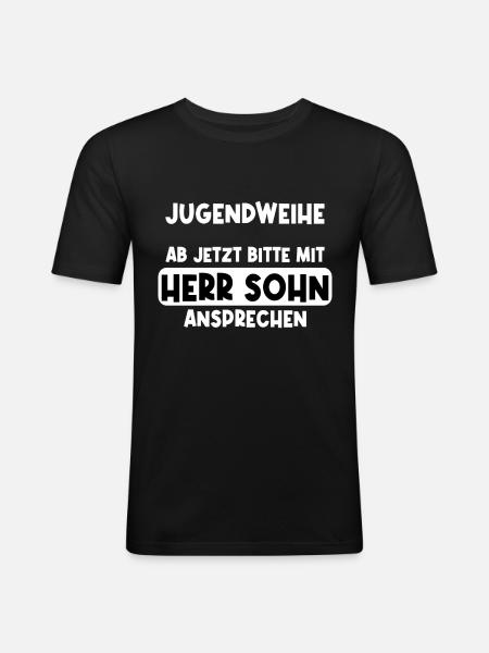 Jugendweihe Junge Sohn Jugend Geschenk - Männer Slim Fit T-Shirt - Schwarz