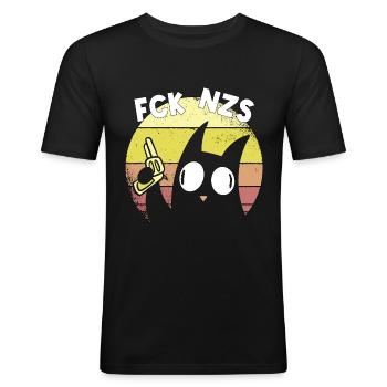Links Linke Antifaschist Katze Geschenk - Männer Slim Fit T-Shirt - Schwarz - Vorne - Nik (191cm)