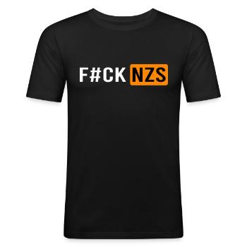 Links Antifaschist Linke Geschenkidee - Männer Slim Fit T-Shirt - Schwarz - Vorne - Nik (191cm)