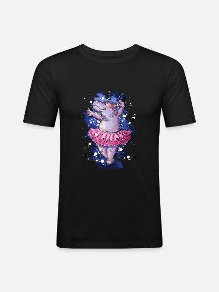 Hippopotamus ballet flodhest ballerina flodhest fan - Herre Slim Fit T-Shirt - sort