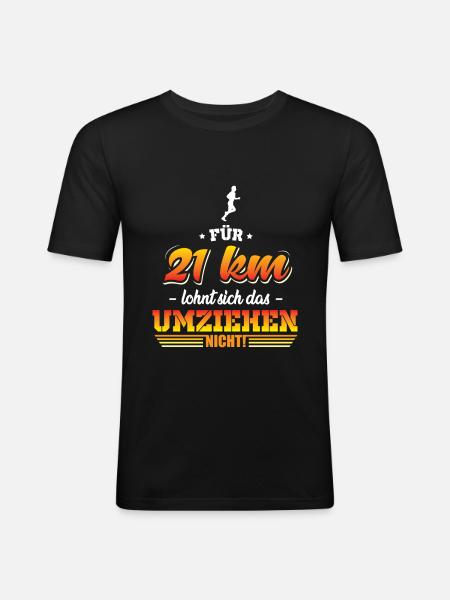 Marathon lustiger Spruch - Männer Slim Fit T-Shirt - Schwarz