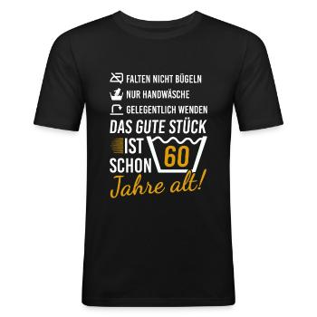 Lustiger Geburtstagsspruch zum 60. Geburtstag - Männer Slim Fit T-Shirt - Schwarz - Vorne - Nik (191cm)