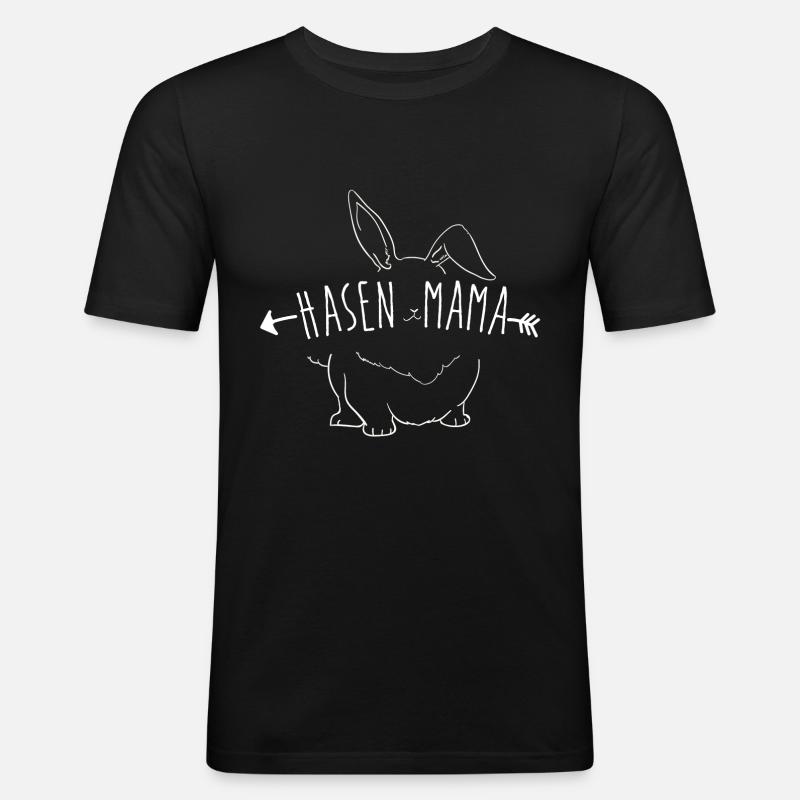 Hasen Mama - Männer Slim Fit T-Shirt - Schwarz