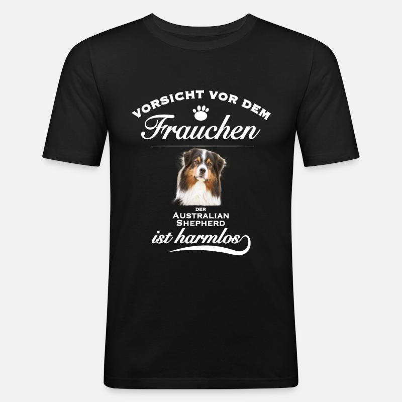 Aussie - Aussie Hund - Australian Shepherd - Männer Slim Fit T-Shirt - Schwarz