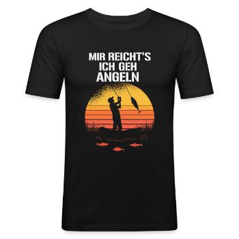 Angler Mir Reicht´s ich geh Angeln Angler Retro - Männer Slim Fit T-Shirt - Schwarz - Vorne - Nik (191cm)