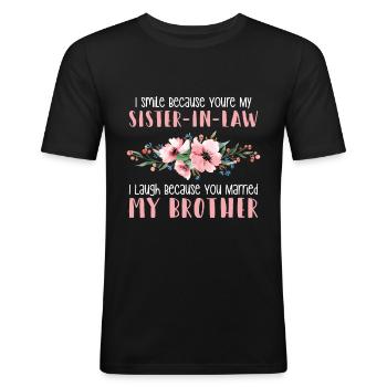Sister in Law Brother Marriage - Men's Slim Fit T-Shirt - black - Front - Nik (191cm)