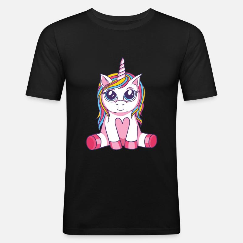Einhorn - Männer Slim Fit T-Shirt - Schwarz