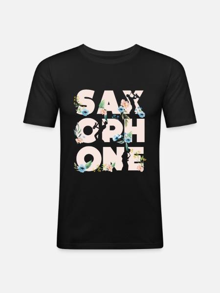 Saxophone Jazz Musique - T-shirt près du corps Homme - noir