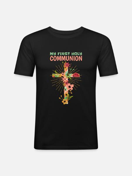 Holy Communion Eucharist First Communion - Men's Slim Fit T-Shirt - black