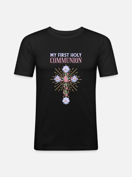 Holy Communion Eucharist First Communion - Men's Slim Fit T-Shirt - black