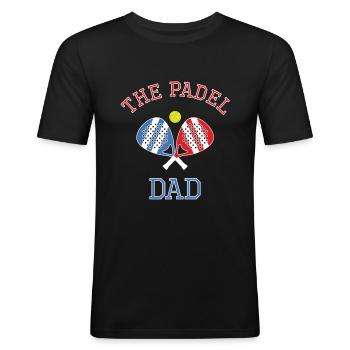 Le Padel Papa Padel Joueur Padel Tennis - T-shirt près du corps Homme - noir - Devant - Nik (191cm)