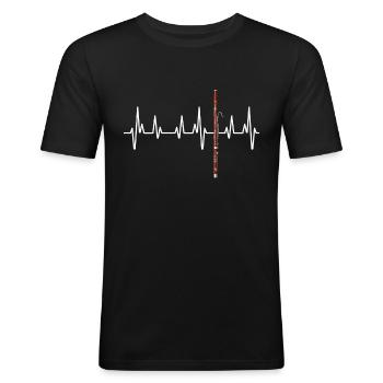 Fagott Herzschlag Fagottspieler Band Orchester - Männer Slim Fit T-Shirt - Schwarz - Vorne - Nik (191cm)