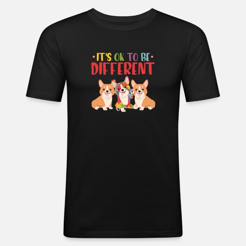 Corgi - Männer Slim Fit T-Shirt - Schwarz