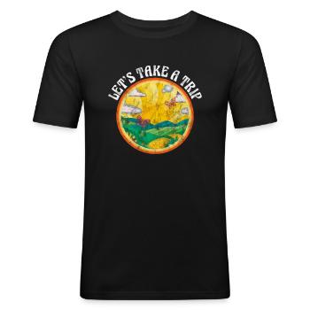 Hippie - Männer Slim Fit T-Shirt - Schwarz - Vorne - Nik (191cm)