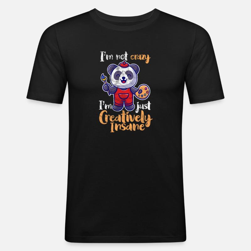 Panda - Männer Slim Fit T-Shirt - Schwarz