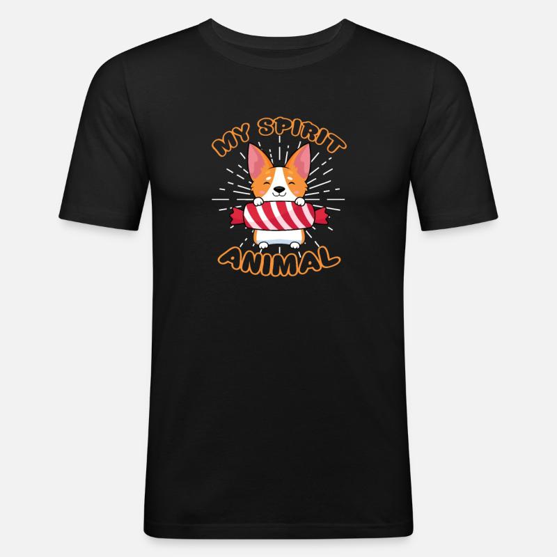 Corgi - Männer Slim Fit T-Shirt - Schwarz